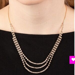 Surreal Sparkle Gold Necklace with free earrings